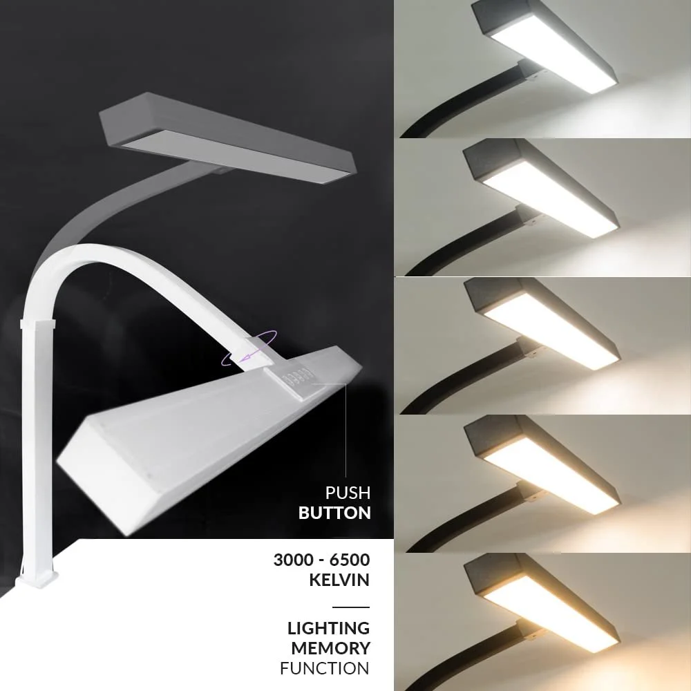 Настільна лампа Neatfi Slim Modern LED Із затискачем 3000 лм 3000K-6500K Регульована яскравість 5 рівнів яскравості 5 режимів 71 см Біла, фото №5