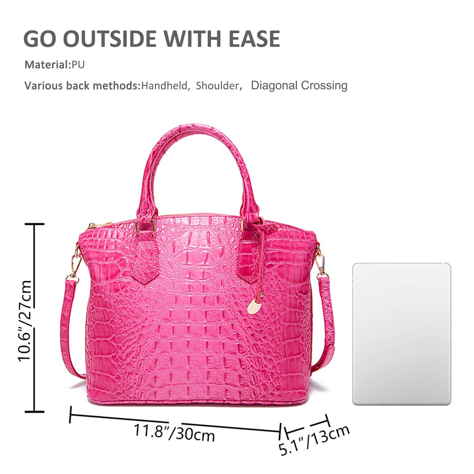 Сумка жіноча NICOLE & DORIS, середня, крокодиловий візерунок, елегантна, лакована шкіра, для офісу, покупок та подорожей, фото №6 Сумка жіноча NICOLE & DORIS, середня, крокодиловий візерунок, елегантна, лакована шкіра, для офісу, покупок та подорожей, фото №6