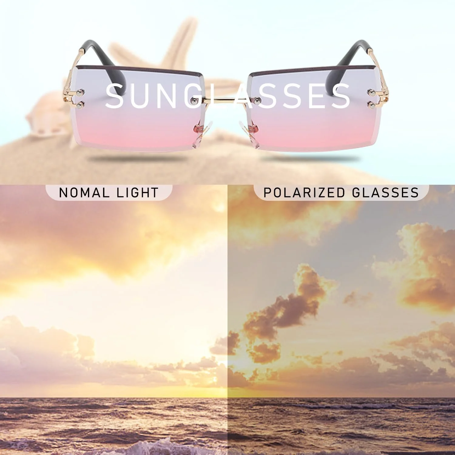 Солнцезащитные очки женские оправы прямоугольные модные, фото №3