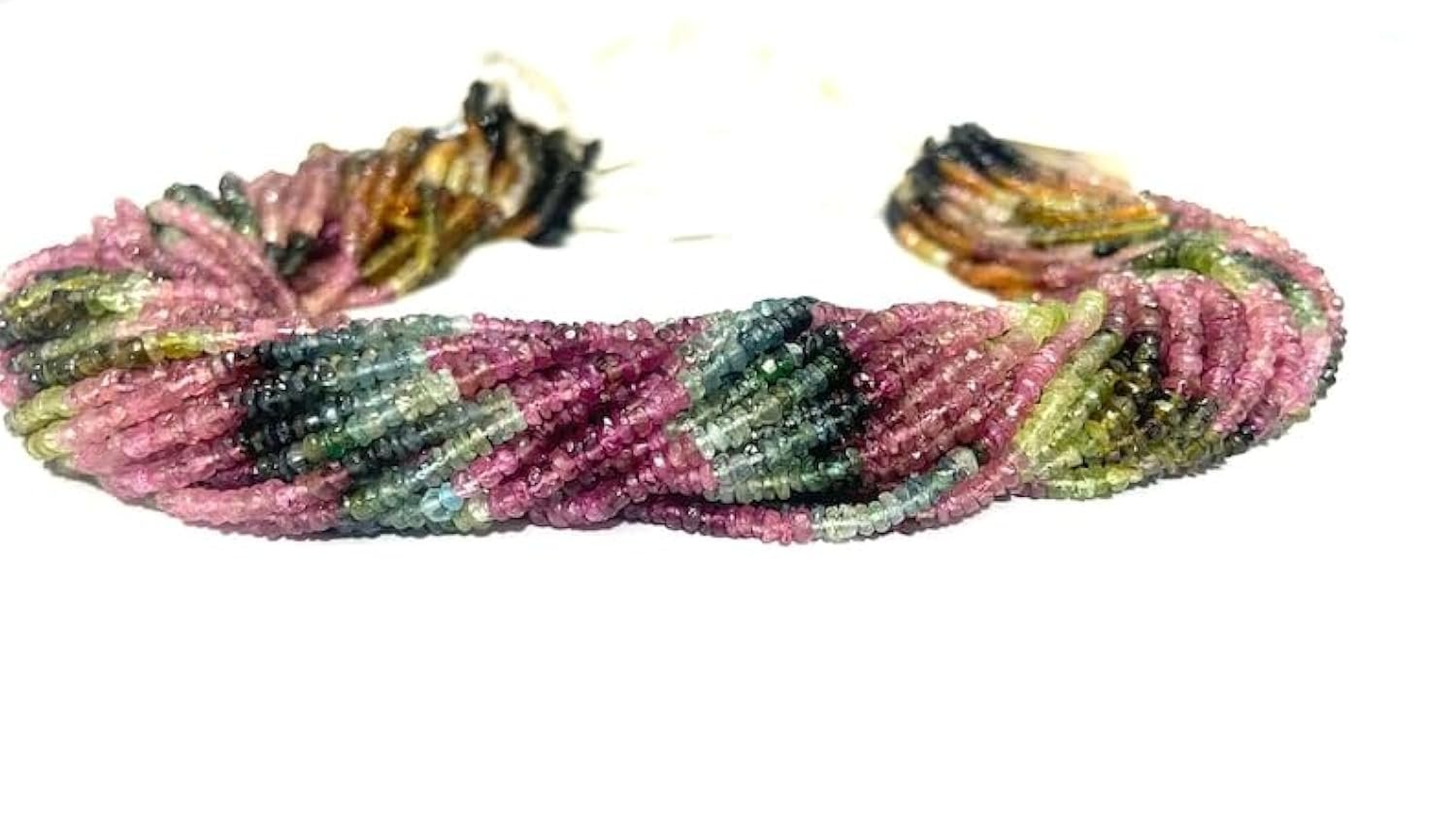 Натуральный турмалин рондель граненые бусины 3 мм, нить длиной 33 см, бусины из драгоценных камней для ожерелья, браслета, фото №1