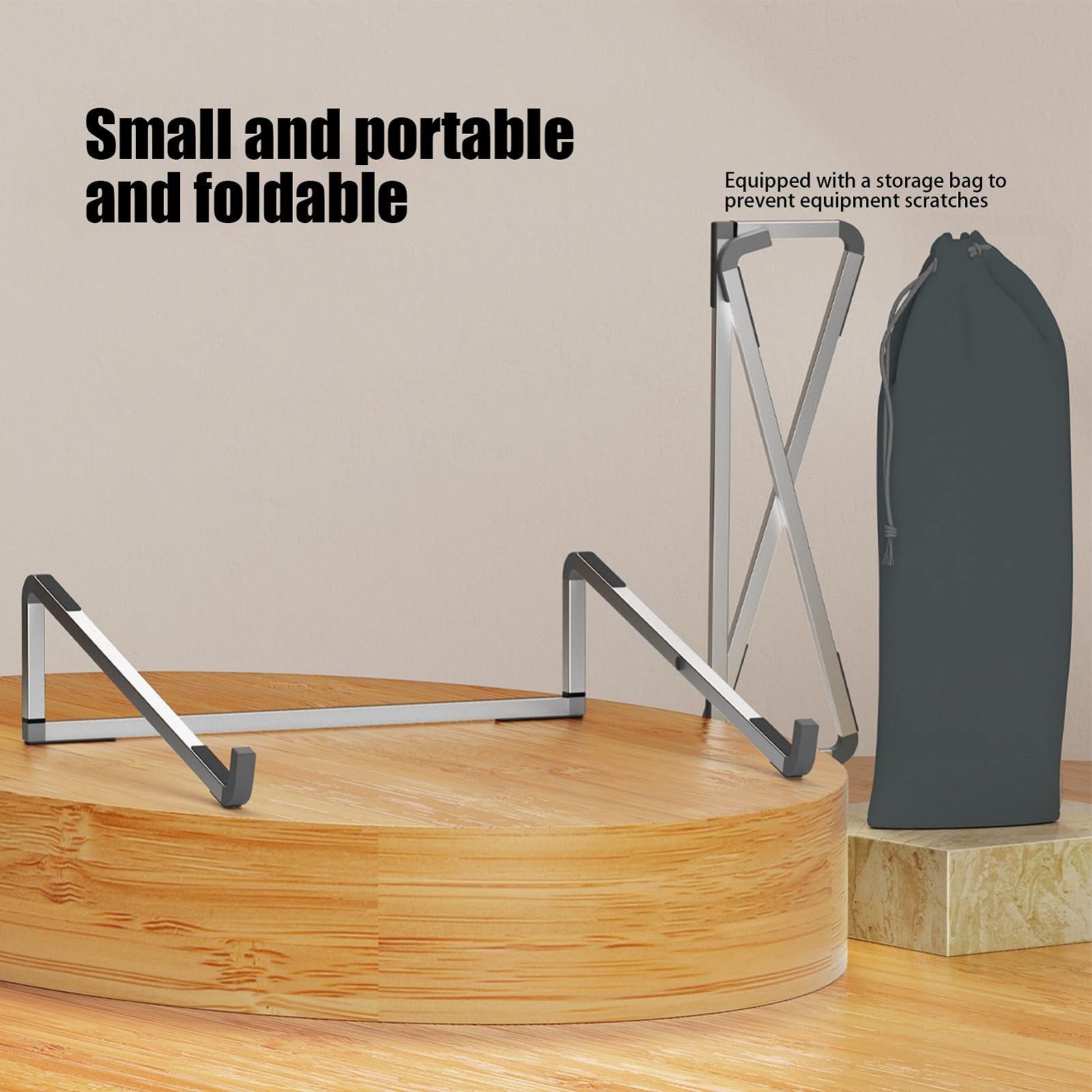 Підставка для ноутбука алюмінієва складна портативна Stobot ергономічна нековзна регульована по висоті для подорожей роботи офісу сумісна з різними розмірами, фото №7