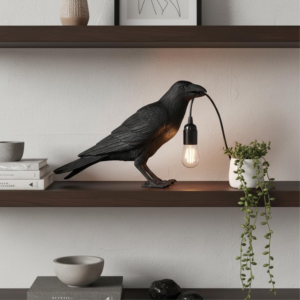 Настільна лампа LEDSone Black Crow LED E27 Raven Art Deco Полірезин 3-контактна вилка Чорний Упаковка 1 шт, фото №3