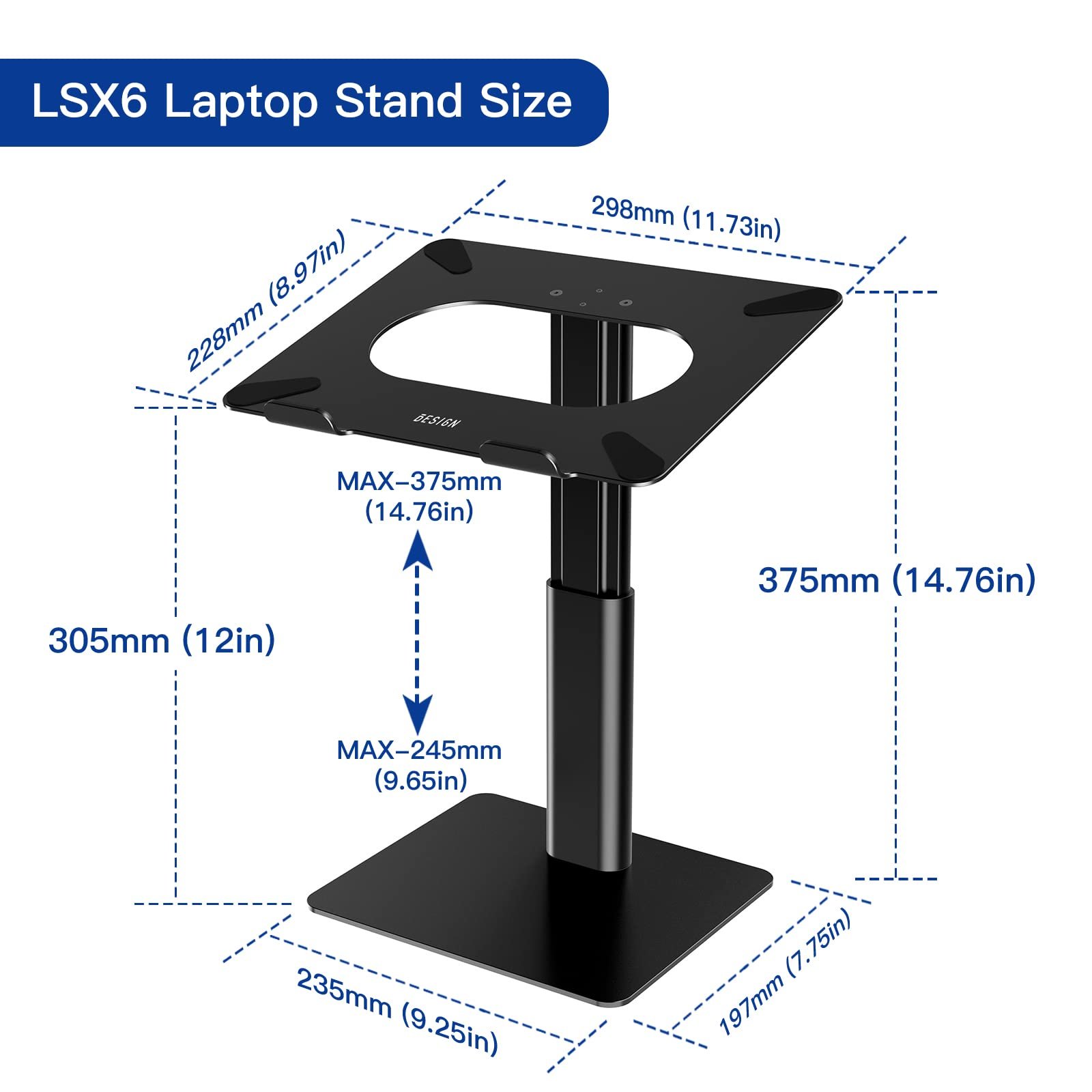 Подставка для ноутбука BESIGN LSX6N, регулируемая эргономичная подставка для ноутбука, совместима с ноутбуками 10-15,6 дюймов, черная, фото №4