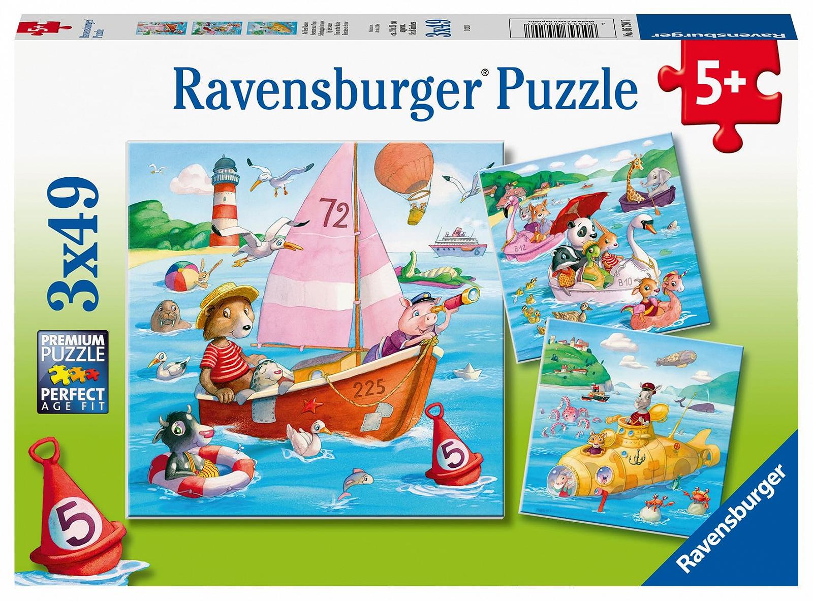 Детский пазл Ravensburger 05720 On the Water 3 x 49 элементов, фото №1