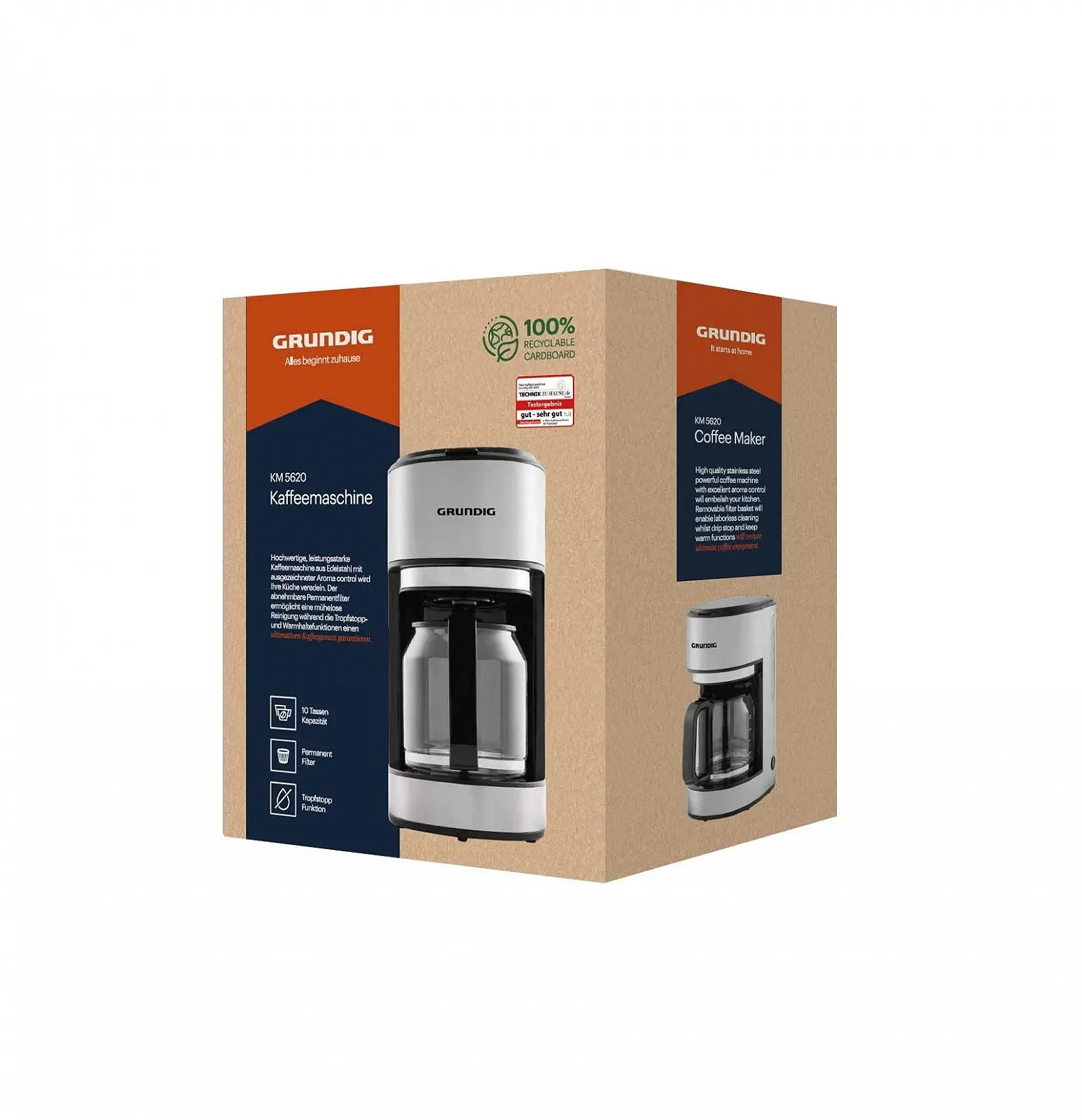 Крапельна кавоварка Grundig KM 5620 1.25 л 1000 Вт Чорно-біла, фото №6