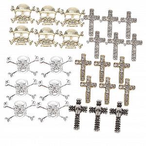 Аксессуары для ногтей Mikinona, 30 шт, Хэллоуин, блестящие черепа, подвески, украшения для ногтей, металлический сплав, 3D - Фото 1