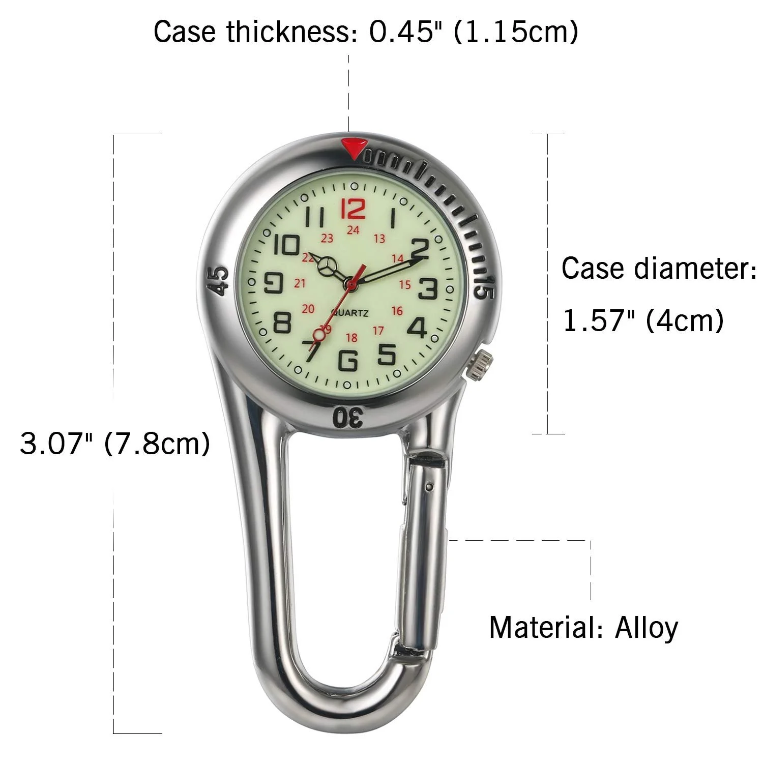 Кишеньковий годинник Avaner з карабіном Цифровий годинник-карабін з люмінесцентним циферблатом, фото №7
