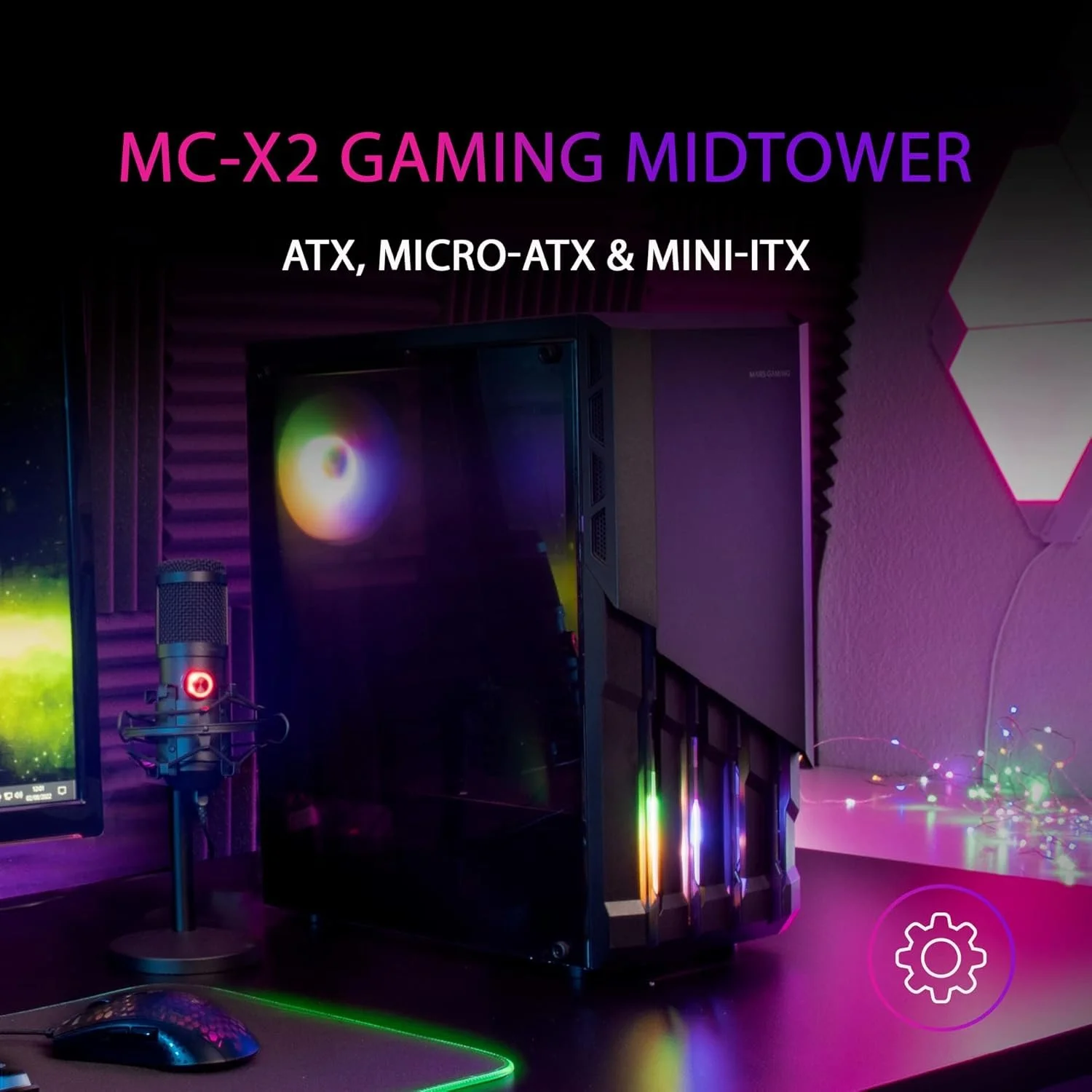 Корпус для ПК Mars Gaming MC-X2 FRGB Чорний, фото №2 Корпус для ПК Mars Gaming MC-X2 FRGB Чорний, фото №2