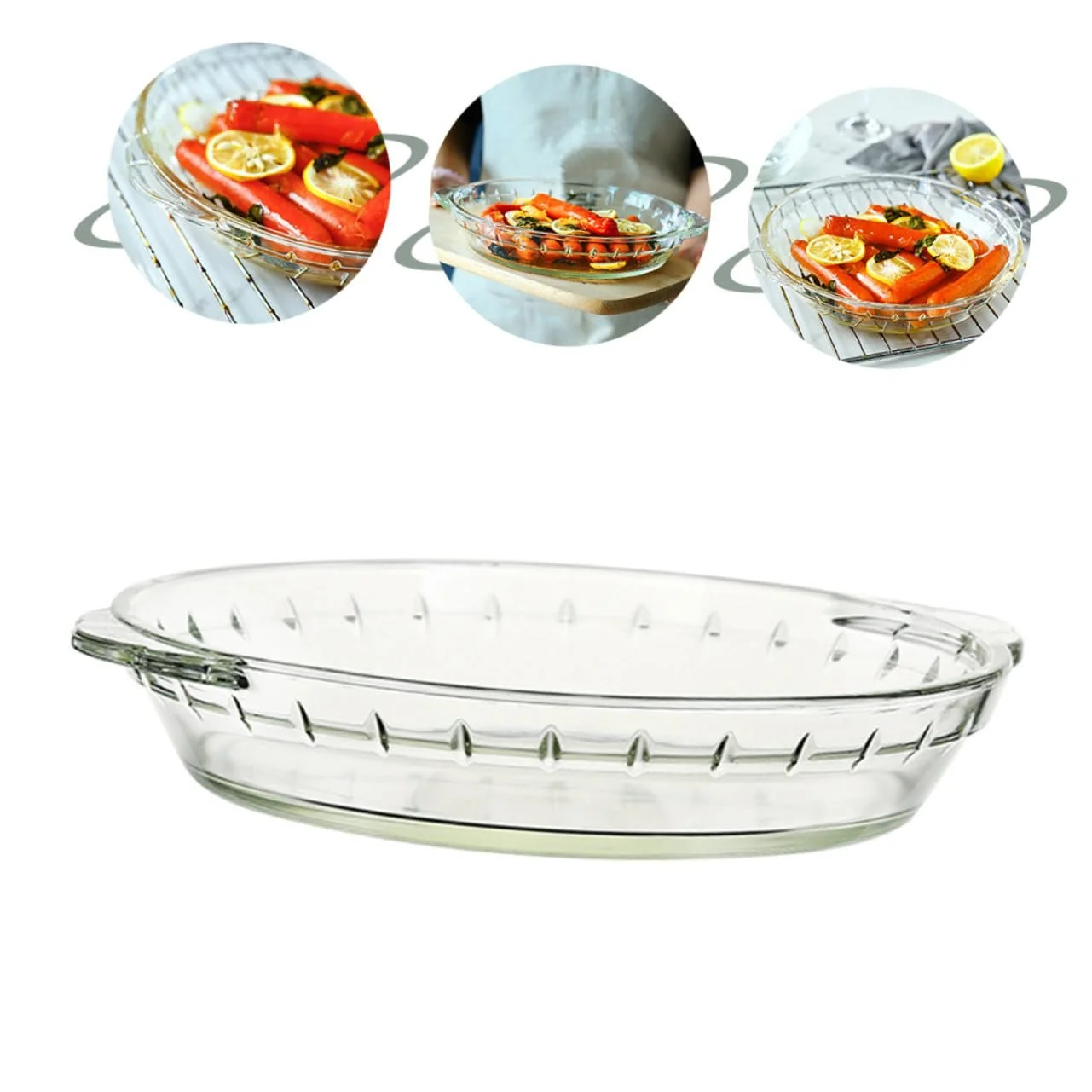 Тарілка для подачі Alipis Загартоване скло Термостійка Прозора для мікрохвильової печі, фото №2