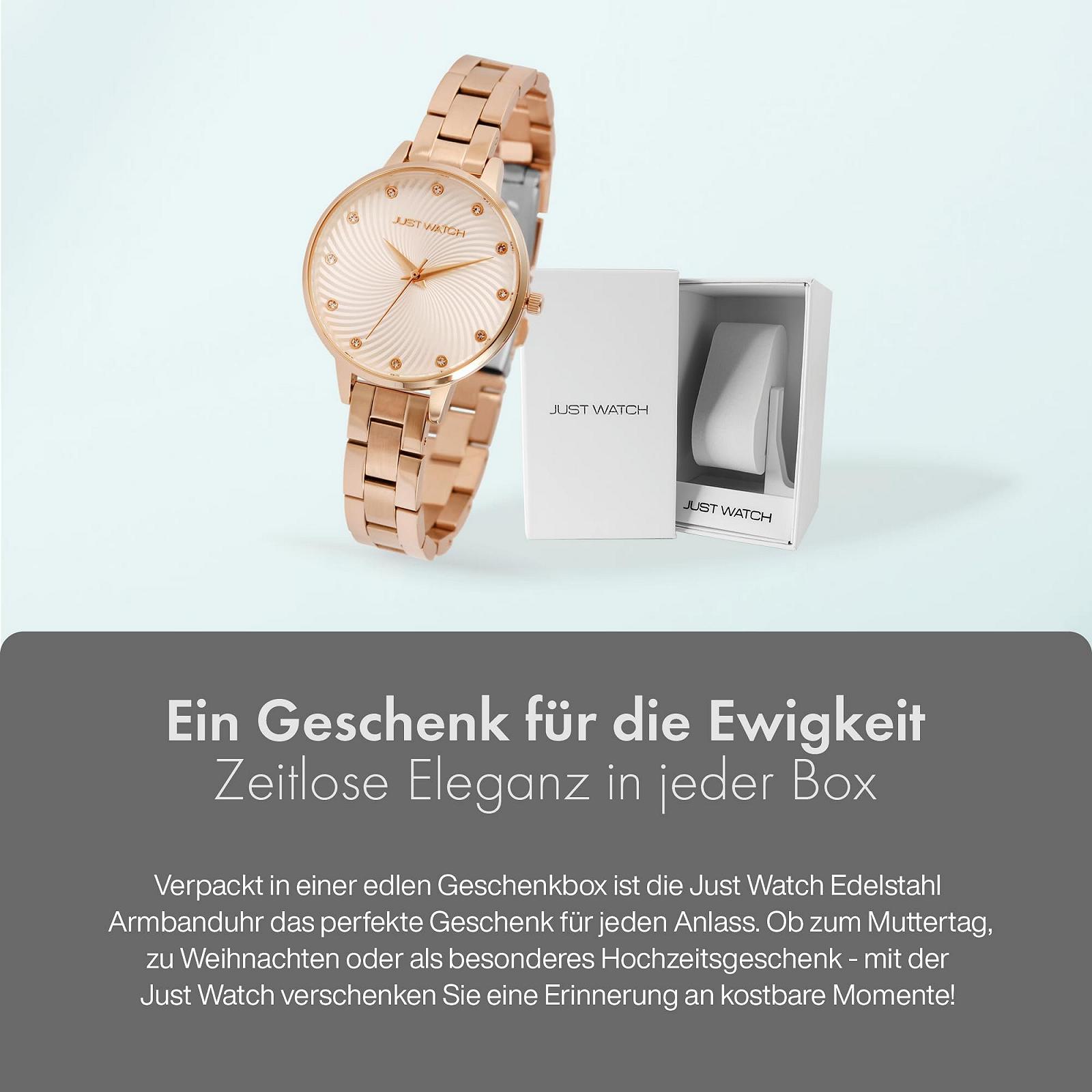 Женские часы Just Watch Браслет из нержавеющей стали 22 см Диаметр 34 мм 12 мм Розовое золото, Розовое золото, Браслет, фото №6