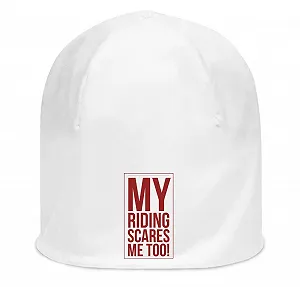 Унисекс Шапка My Riding Scares Me Too Funny Logo Эластичная Хлопок, Белый - Фото 1