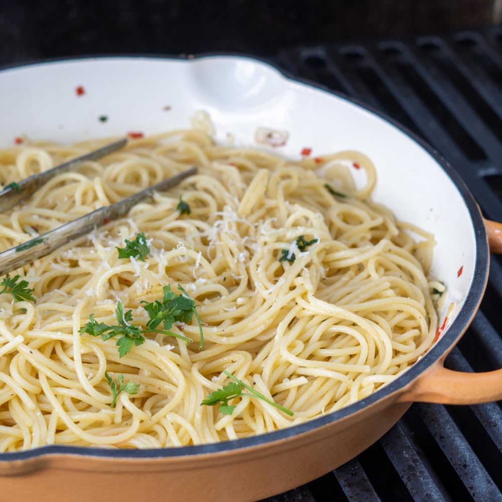 Сковорода Mahlzeit Cast Iron Enamelled Діаметр 29 см Sunny Orange Чавун з двома ручками та двома носиками, фото №3