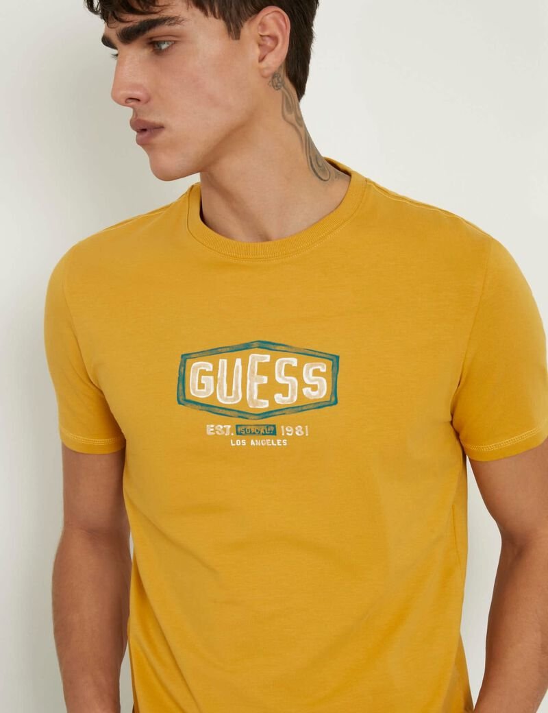 Мужская футболка Guess Jeans, оранжевая, L, фото №1 Мужская футболка Guess Jeans, оранжевая, L, фото №1