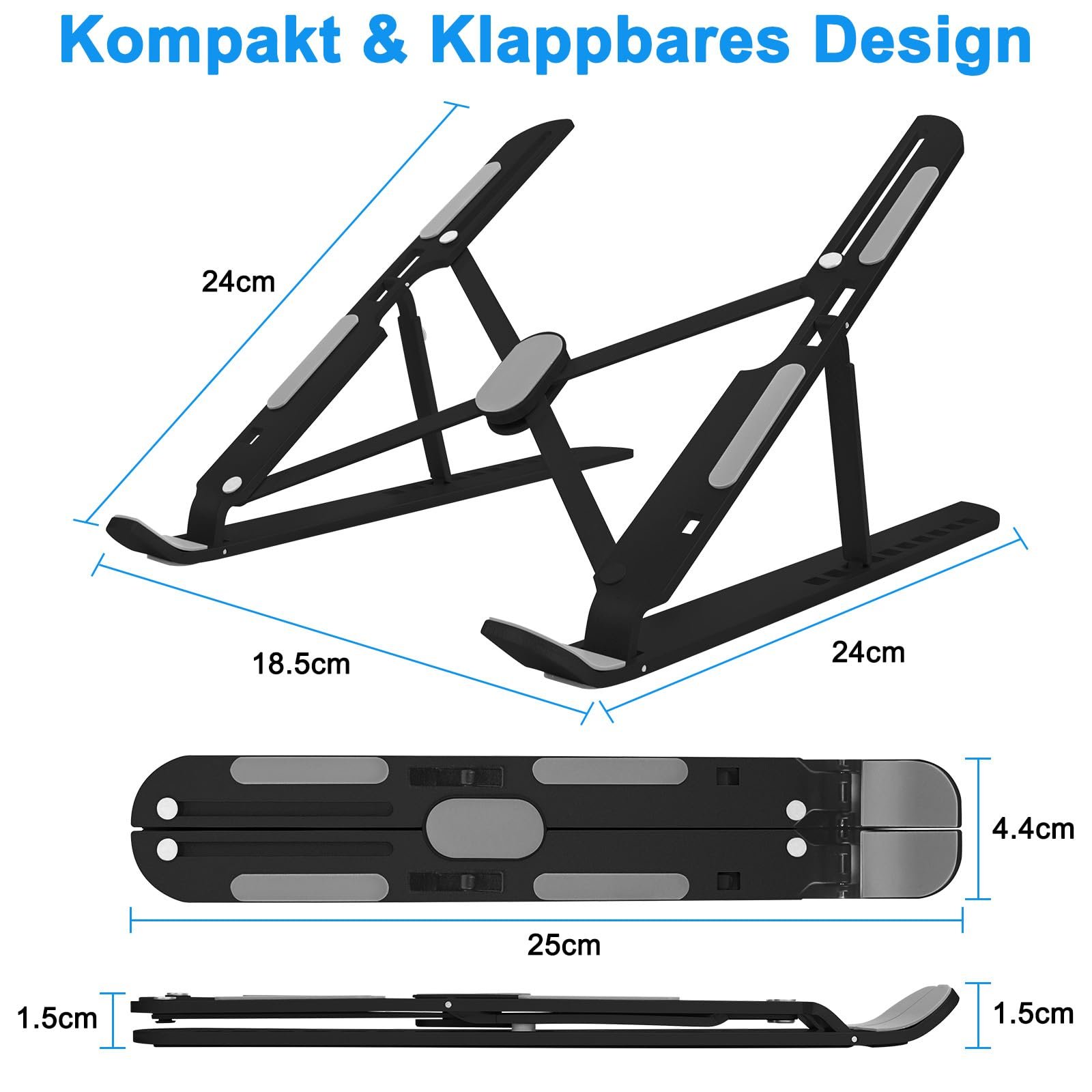 Подставка для ноутбука складная алюминиевая подставка для ноутбука подставка для ноутбука с регулировкой высоты 9-15,6 дюймов держатель для ноутбука для настольного компьютера ПК подставка держатель для планшета подставки для ноутбуков настольный офисный аксессуар, фото №4