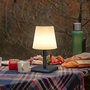 Світлодіодна сонячна настільна лампа вулична 2-в-1 акумуляторна з пультом ДК 8 кольорів димована IP44 сіра метал/пластик synthetic.ua - Фото 1