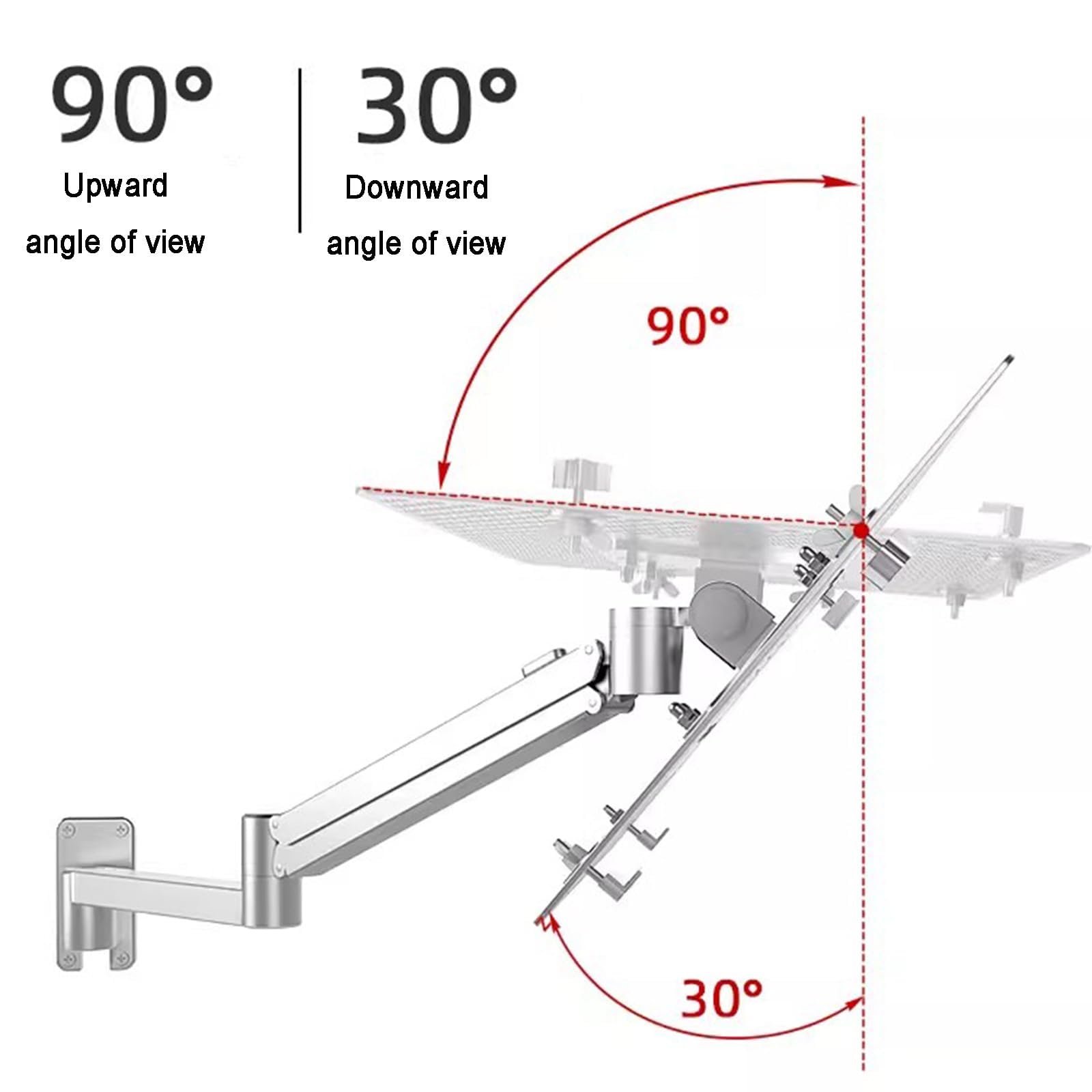 Регульоване настінне кріплення для ноутбука з вентильованою полицею з алюмінієвого сплаву, фото №6