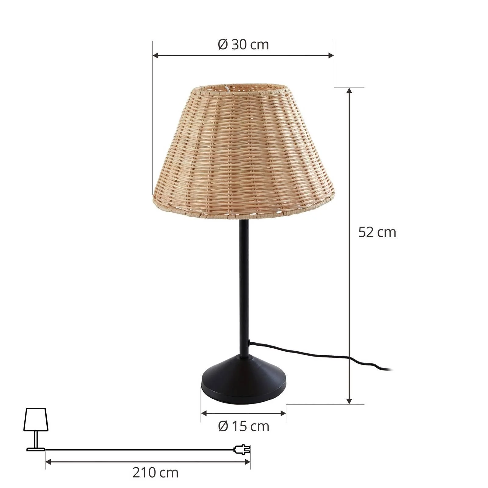 Настільна лампа Lindby Zyralia Country House Vintage Rustic чорна дерево 1 лампа E27, фото №4