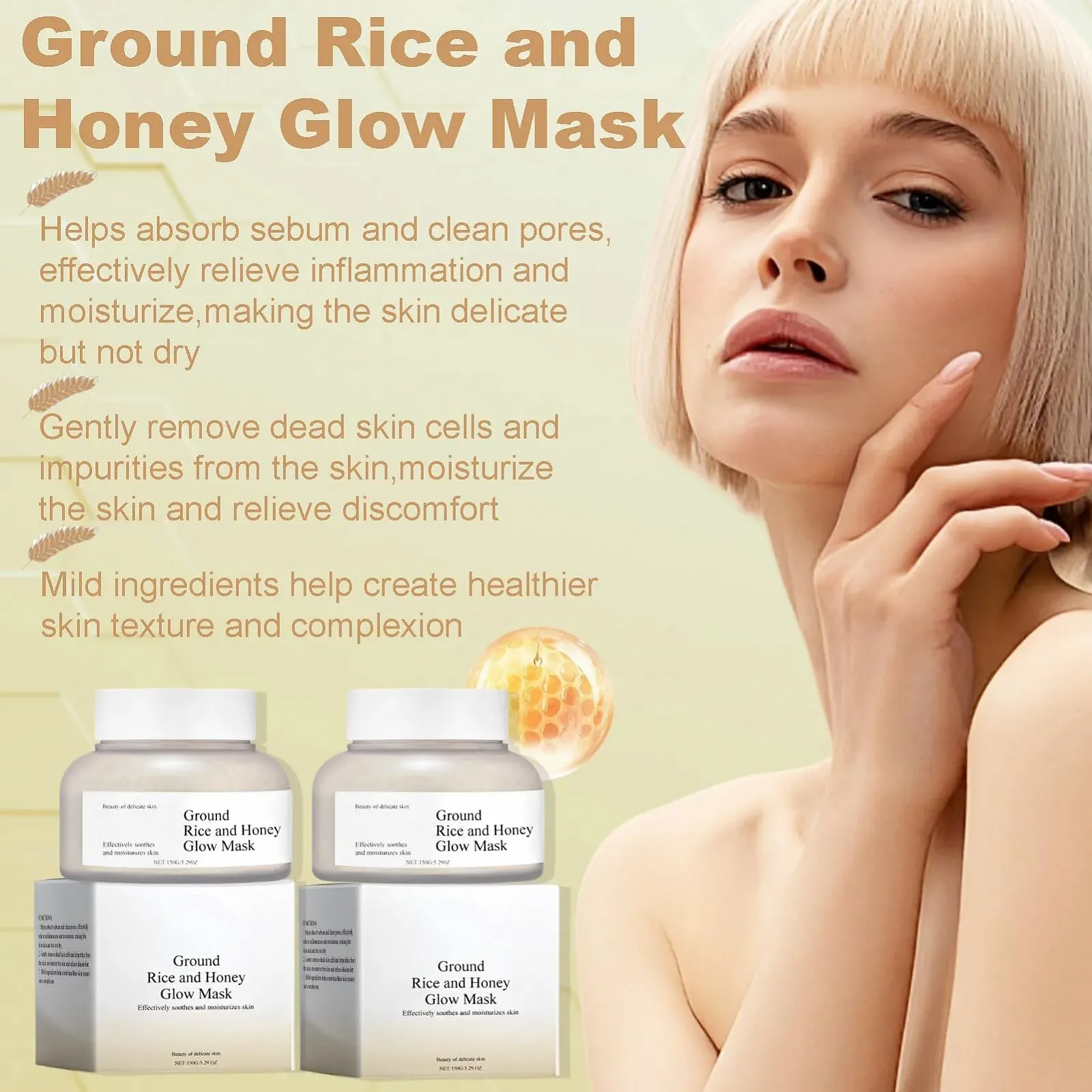 Маска для обличчя Rice Beauty 150 г, Рисова маска для обличчя, фото №5