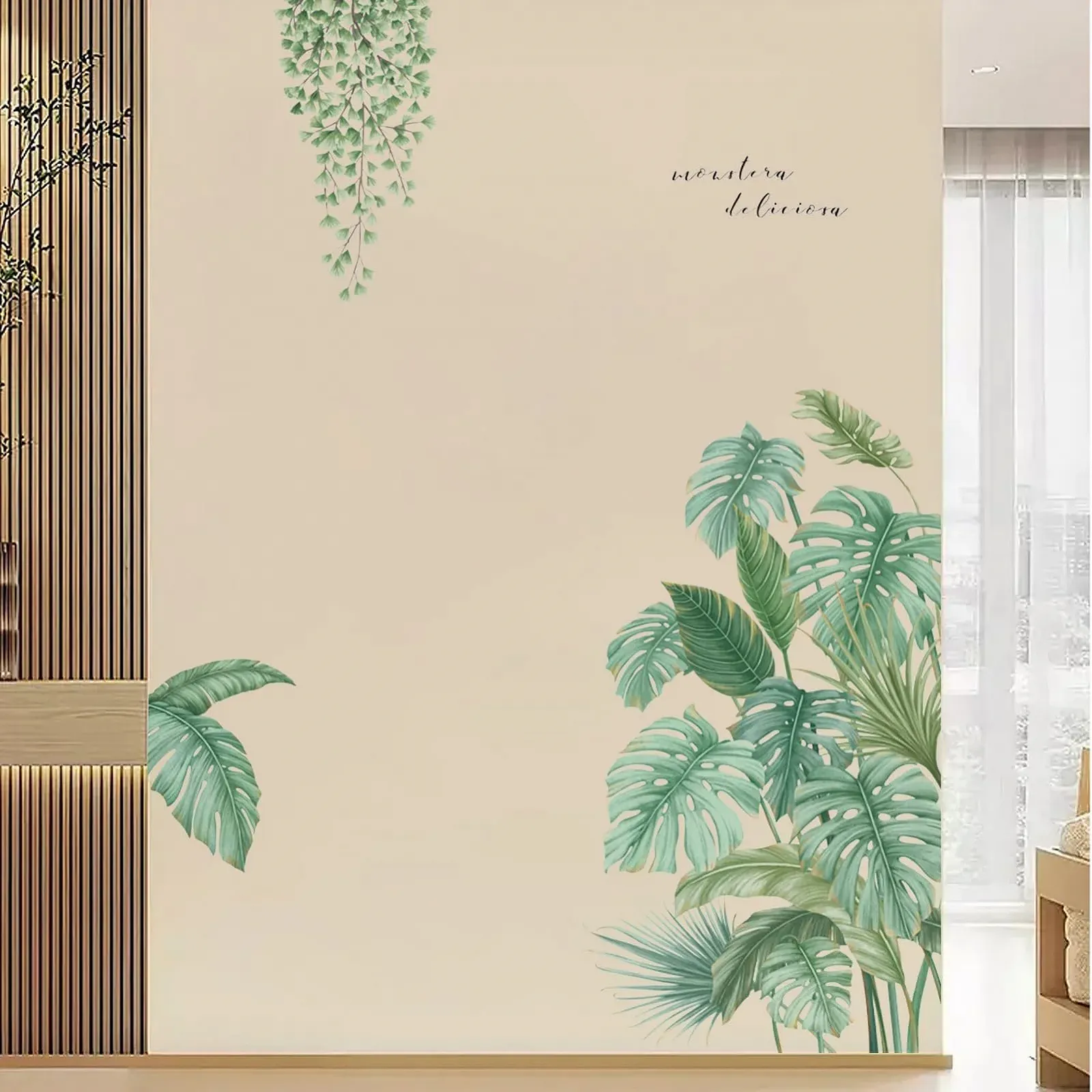 Наклейка на стіну Тропічне зелене листя PVC 30 x 90 см, фото №5 Наклейка на стіну Тропічне зелене листя PVC 30 x 90 см, фото №5