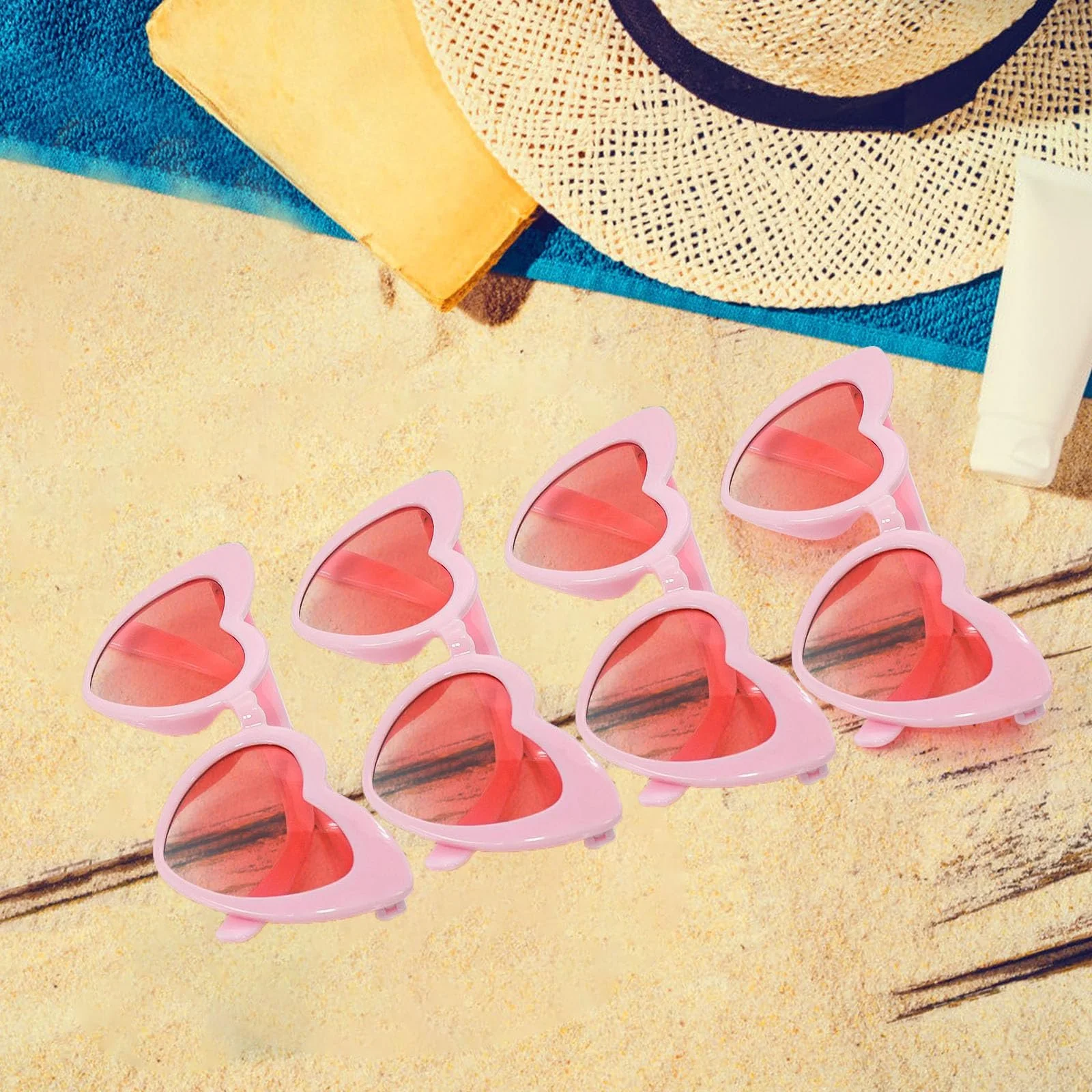 Сонцезахисні окуляри Серце Вінтажний стиль Рожевий, 4 шт, фото №2