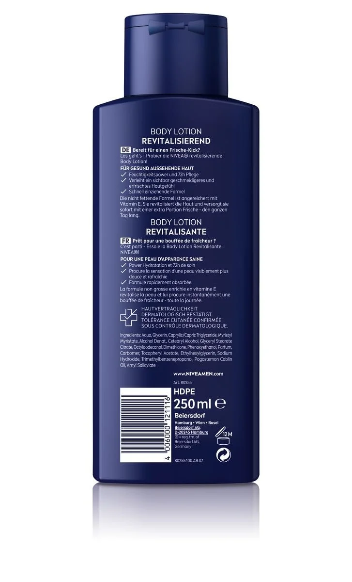 Лосьйон для тіла NIVEA MEN Revitalising з вітаміном Е для нормальної шкіри, 250 мл, фото №6