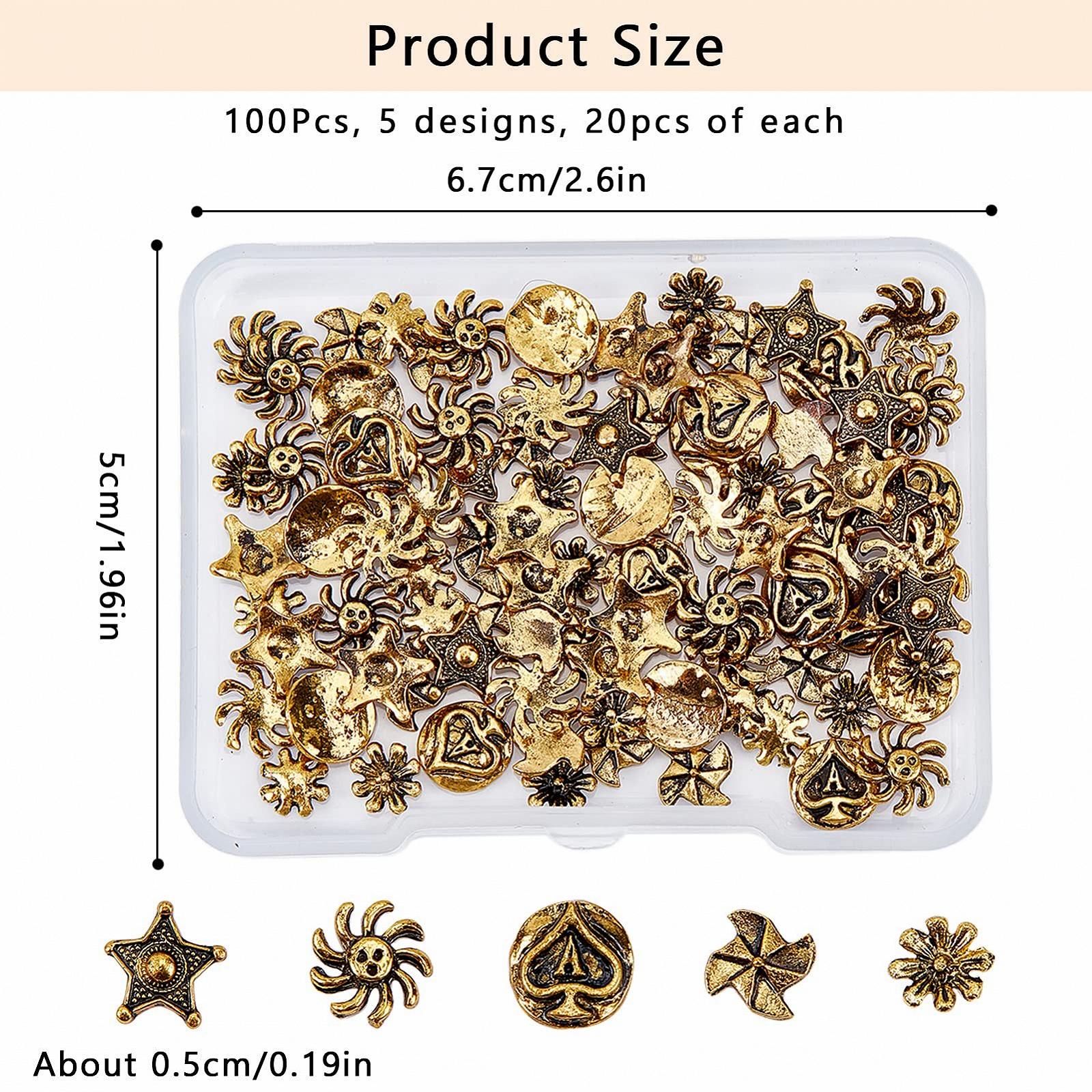 в стилі панк NICENEEDED, 3D ретро металеві камінці та стрази, 100 шт, фото №2