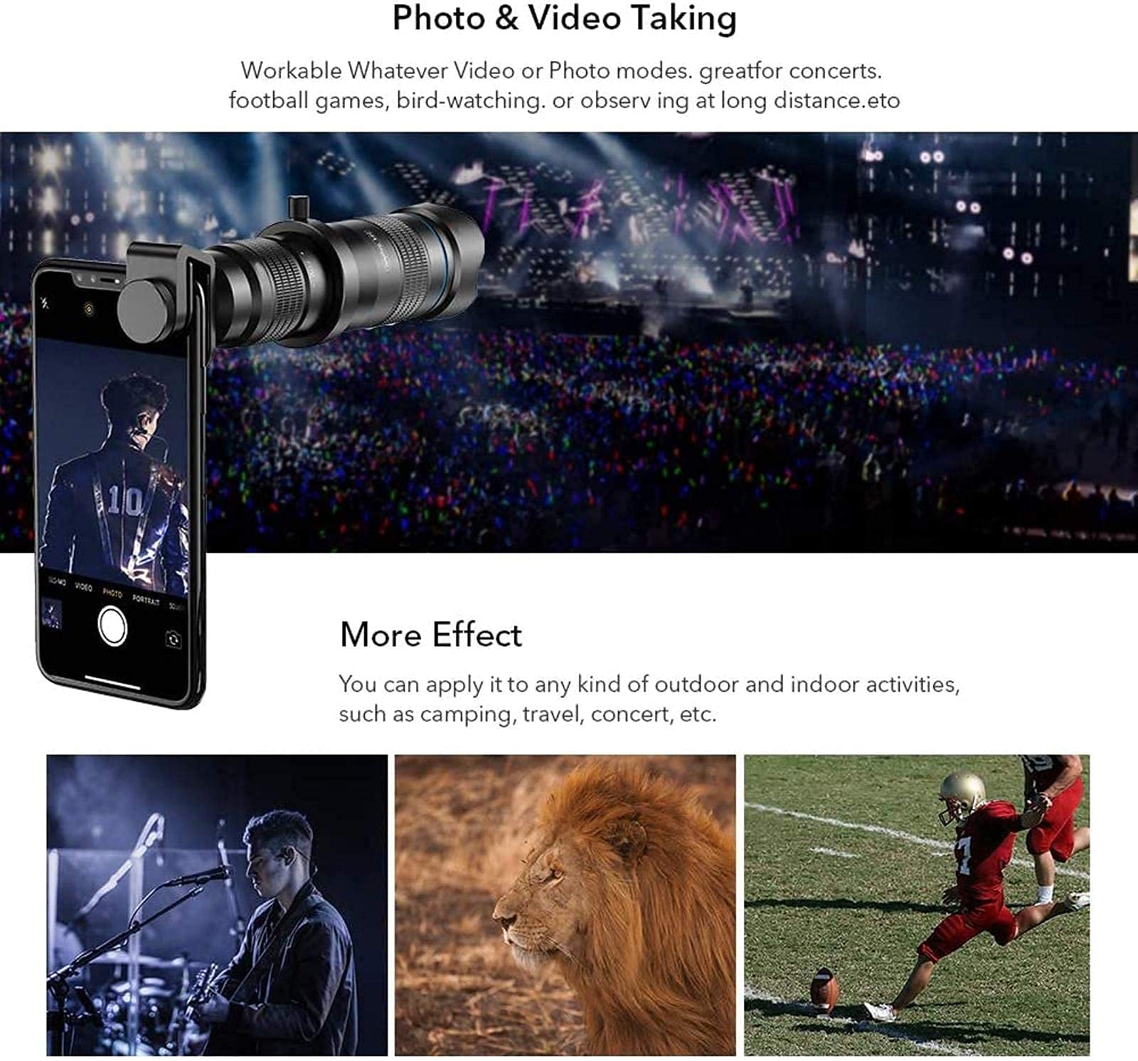 Монокуляр Tragbares 36-кратний Zoom Monokular-Teleskop з Bak4 Prisma FMC об'єктивом з портативним селфі-штативом для спостереження за птахами під час подорожей S, фото №6 Монокуляр Tragbares 36-кратний Zoom Monokular-Teleskop з Bak4 Prisma FMC об'єктивом з портативним селфі-штативом для спостереження за птахами під час подорожей S, фото №6