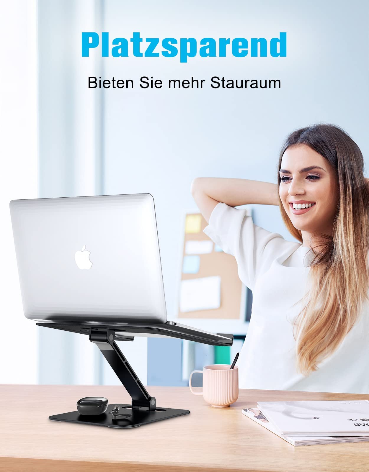 Підставка для ноутбука Babacom, регульована по висоті, складана, з алюмінієвого сплаву, ергономічна, вентильована, сумісна з MacBook Air, Pro, усіма ноутбуками 10-16 дюймів, Чорний, фото №7 Підставка для ноутбука Babacom, регульована по висоті, складана, з алюмінієвого сплаву, ергономічна, вентильована, сумісна з MacBook Air, Pro, усіма ноутбуками 10-16 дюймів, Чорний, фото №7