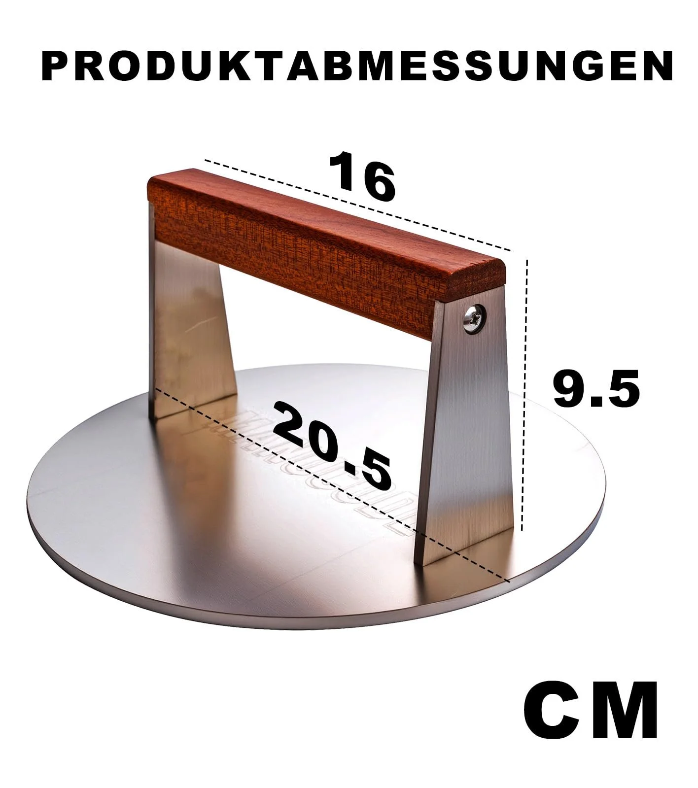 Пресс для бургеров Grill Weight 304 Stainless Steel 1.42 кг 20.5 см с деревянной ручкой, фото №7 Пресс для бургеров Grill Weight 304 Stainless Steel 1.42 кг 20.5 см с деревянной ручкой, фото №7