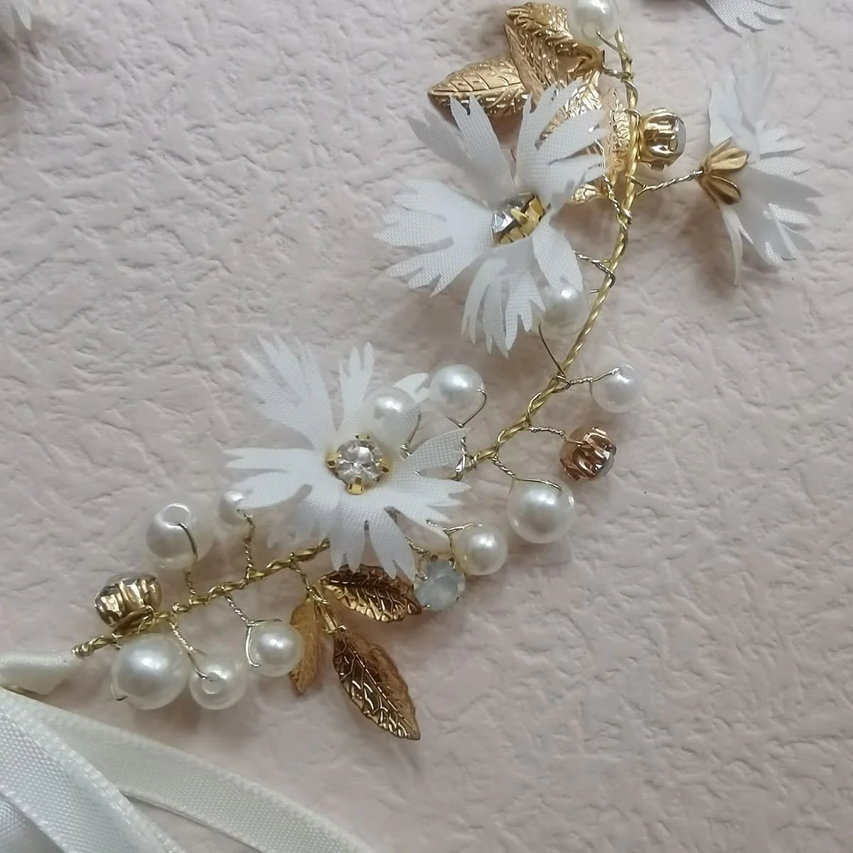 Вінок Квітковий з Перлинами Золотий, фото №6