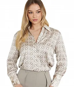 Жіноча сорочка Guess - Alexandra W4YH47 WF1T2 Бежева - S synthetic.ua - Фото 1