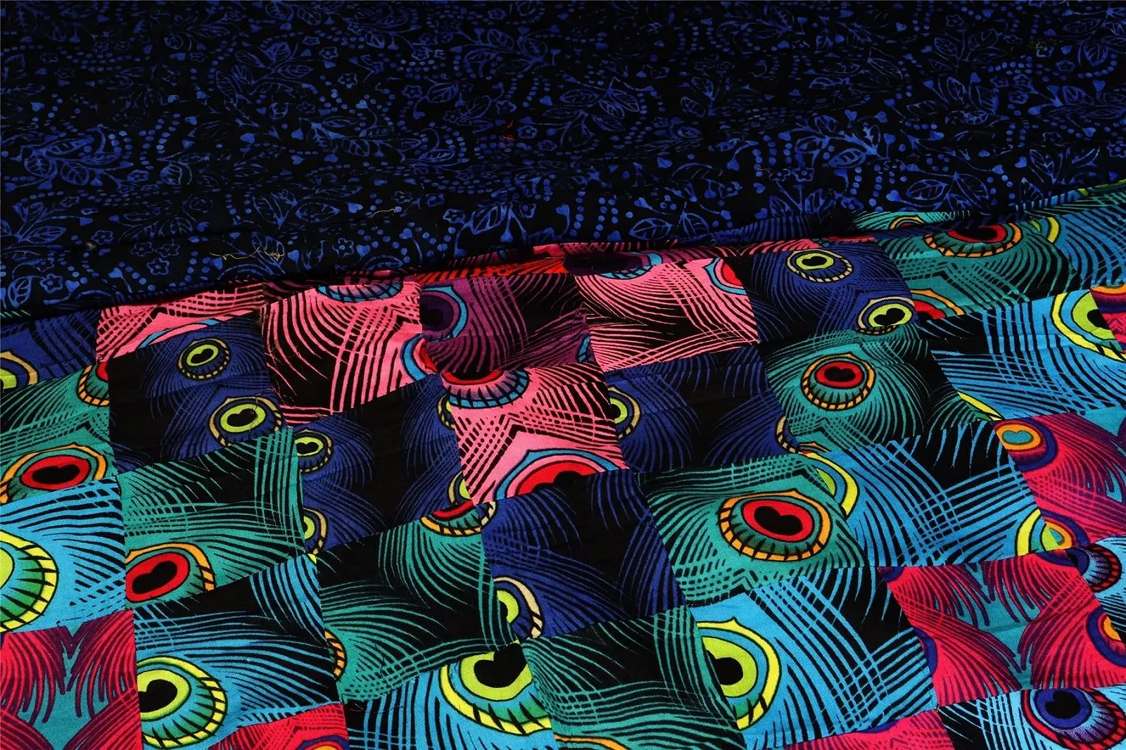 Лоскутное покрывало LOUDelephant ручной работы с принтом тай-дай, павлин, двустороннее, хлопчатобумажная ткань с ручным тиснением для дома, спальни, king size, double, фото №3 Лоскутное покрывало LOUDelephant ручной работы с принтом тай-дай, павлин, двустороннее, хлопчатобумажная ткань с ручным тиснением для дома, спальни, king size, double, фото №3