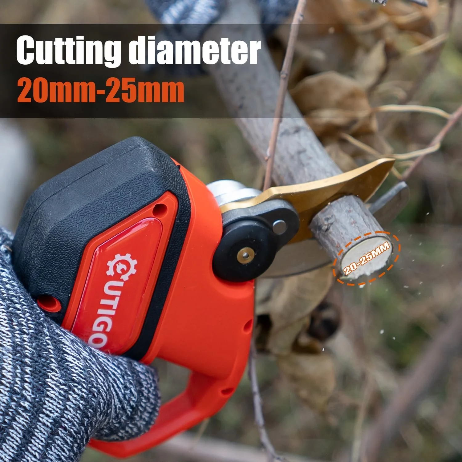 Секатор Electric Garden Shears 25 мм, акумулятор 3000 мА·год, 2 x 21 В, літієвий акумулятор, фото №4