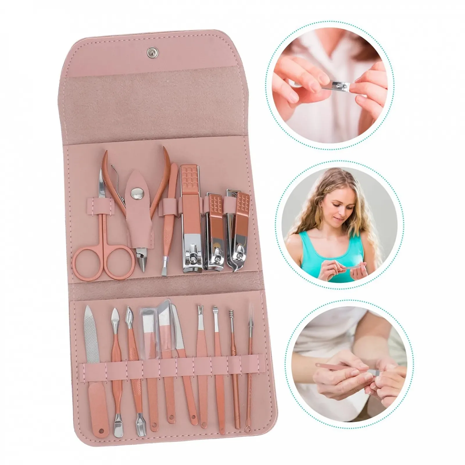 Набор для маникюра WRITWAA 16 шт., многофункциональные инструменты, розовое золото, фото №4