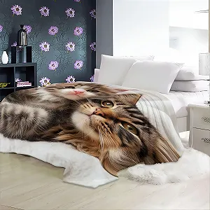 Покривало з милим кошеням 130 x 150 см М'яка тепла флісова Покривало для зими Різнокольорові різдвяні прикраси synthetic.ua - Фото 1