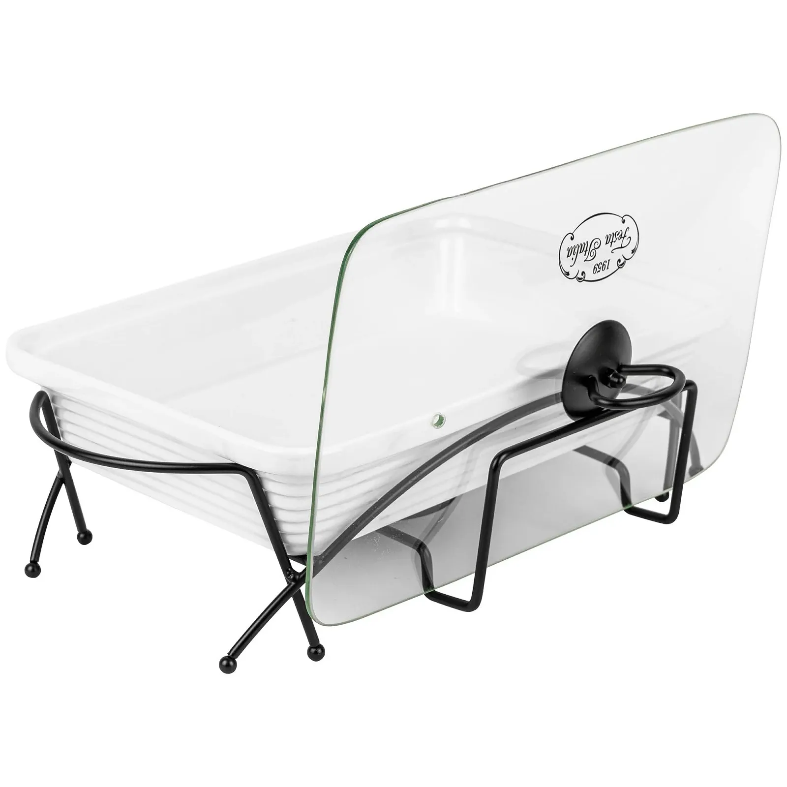 Форма для запекания керамическая с крышкой и подставкой 2 л Прямоугольная Белая, фото №5