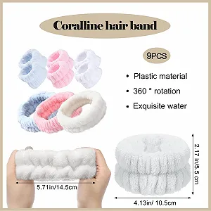 Набір з 9 предметів: спа пов'язка на голову, напульсники для вмивання, мікрофіброві synthetic.ua - Фото 1