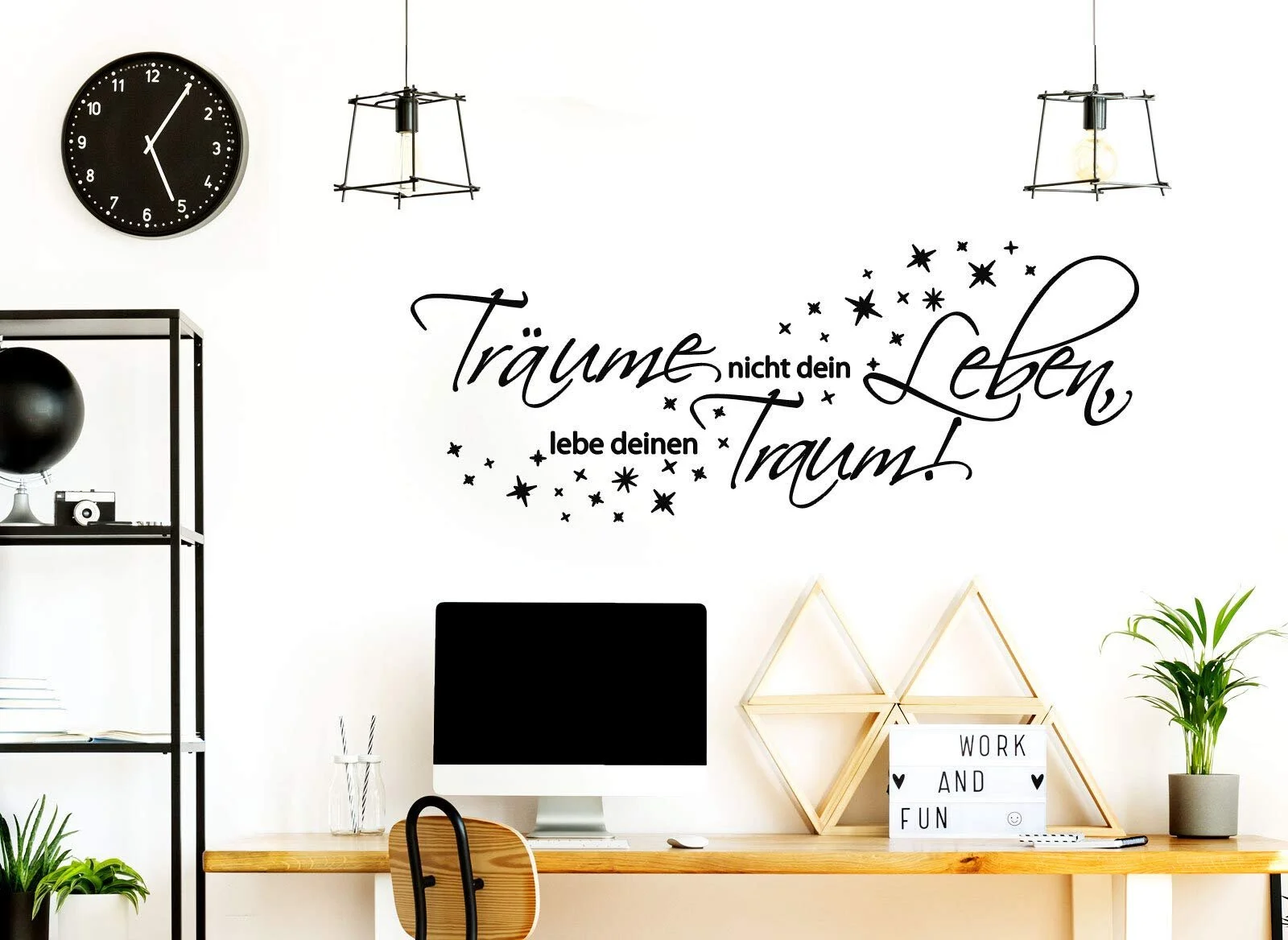 Наклейка на стіну W3478 Träume Nicht Dein Leben 76 x 29 см Чорна, фото №3