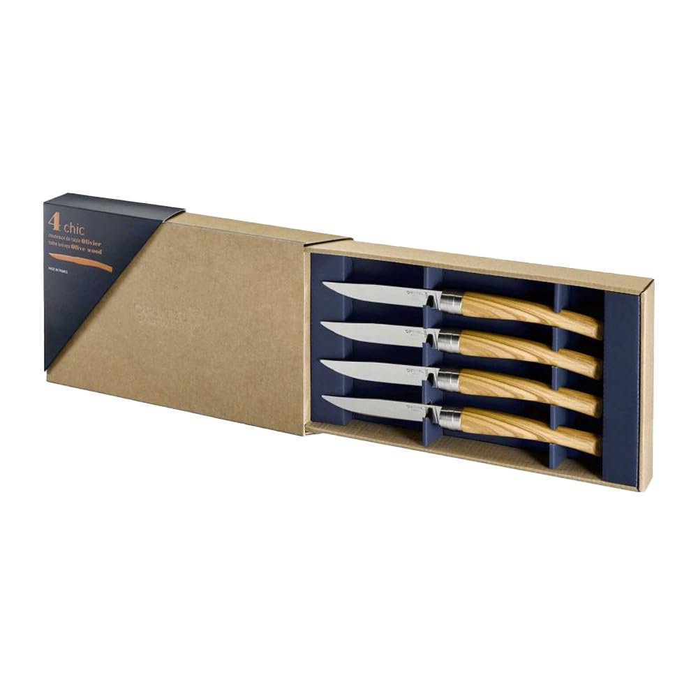 Набор ножей Table Chic Opinel, 4 ножа, лезвие 10 см, коричневый (оливковое дерево), фото №3