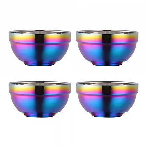 Купити Набір мисок для супу та пластівців SBOMHS Rainbow 4 шт. 18/10 Stainless Steel 500 мл 13 см подвійні стінки - Фото 1 Набір мисок для супу та пластівців SBOMHS Rainbow 4 шт. 18/10 Stainless Steel 500 мл 13 см подвійні стінки - Фото 1