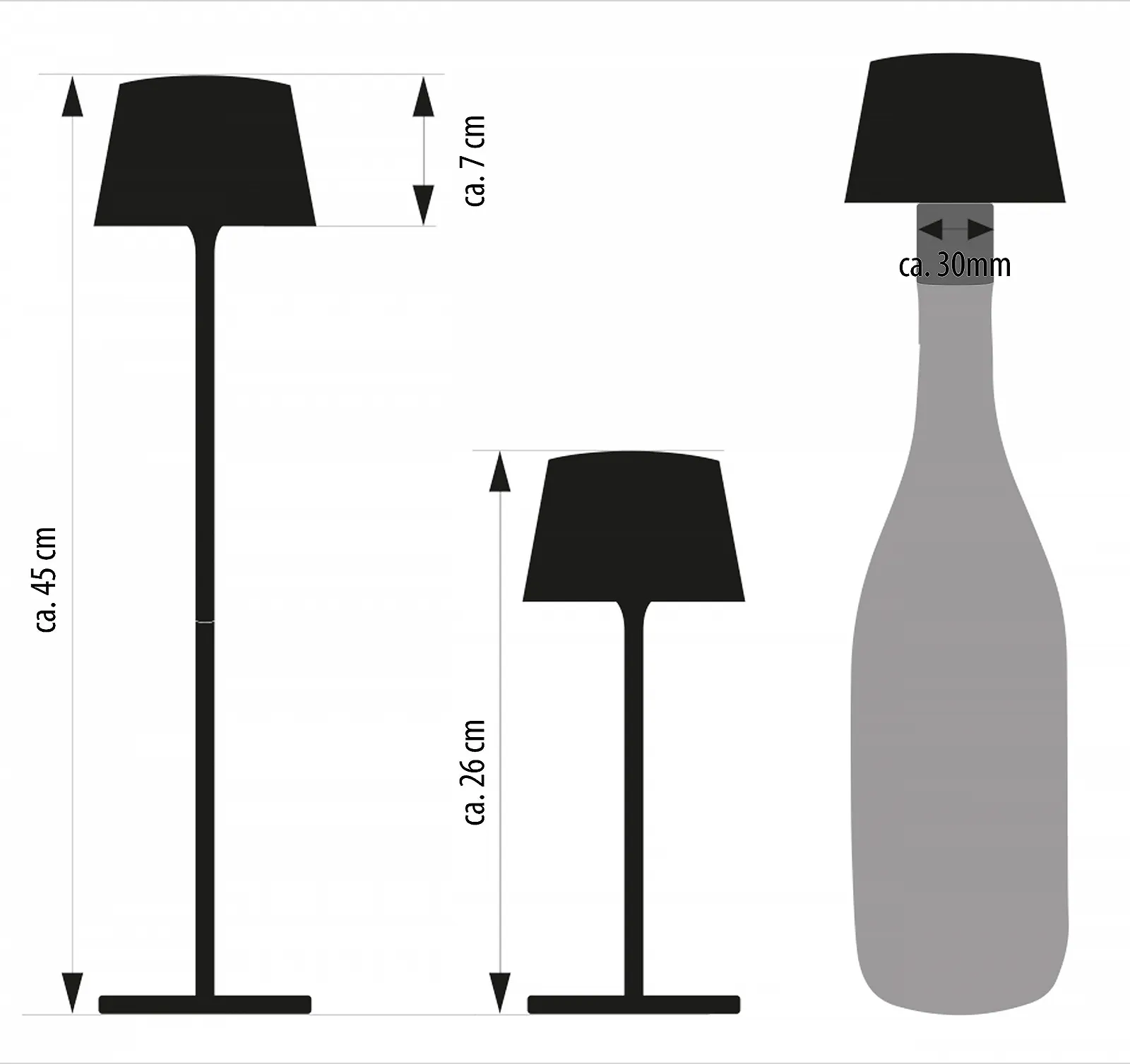 Настільна лампа Northpoint 3-in-1 LED Bottle Light акумуляторна 3000 мАг 200 лм Сіра, фото №2