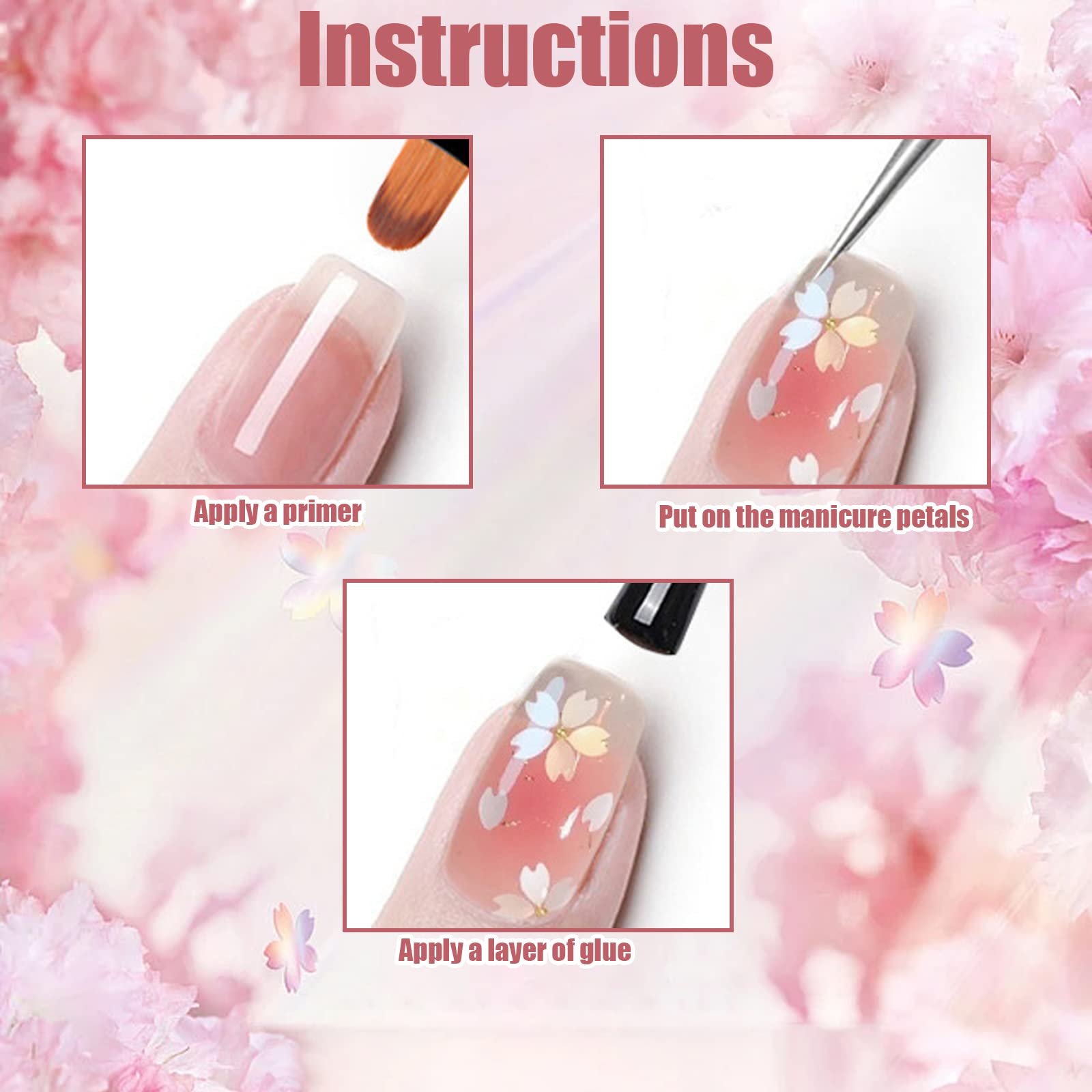 Блестки для ногтей Цветы вишни 1 коробка 12 ячеек Блестки для ногтей со стразами и шариками из стали Золотой Серебряный DIY Дизайн ногтей Аксессуары для женщин и девушек, фото №7