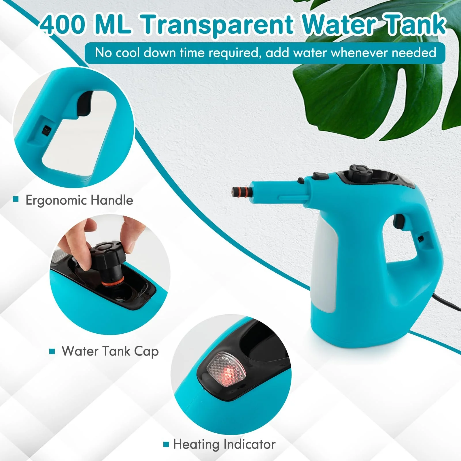 Пароочиститель SOARS 14 аксессуаров 2 Bar 125 ℃ 1 мин 1500 W 400ML Blue, фото №6 Пароочиститель SOARS 14 аксессуаров 2 Bar 125 ℃ 1 мин 1500 W 400ML Blue, фото №6