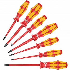 Купить Набор диэлектрических отверток Wera Kraftform Plus 160/7 iSS/7 шт. / SL/PH/PZ/S / VDE-изоляция 1000 В / Красно-оранжевый - Фото 1 Набор диэлектрических отверток Wera Kraftform Plus 160/7 iSS/7 шт. / SL/PH/PZ/S / VDE-изоляция 1000 В / Красно-оранжевый - Фото 1