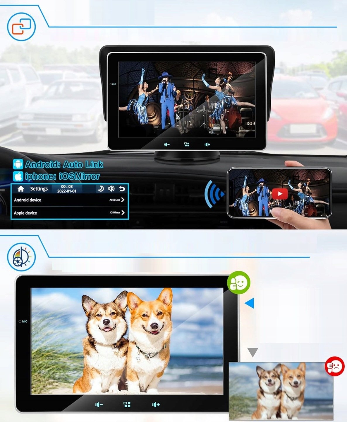 Автомагнитола Urvolax Dash / 7" Сенсорная / Apple CarPlay / Android Auto / Wi-Fi / GPS / Bluetooth / AUX / USB, фото №6