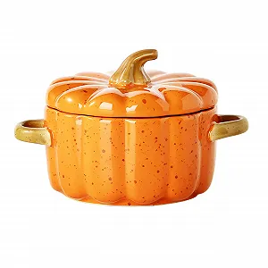 Миска керамічна Гарбуз оранжева для запікання з кришкою та ручками Airport - Фото 1