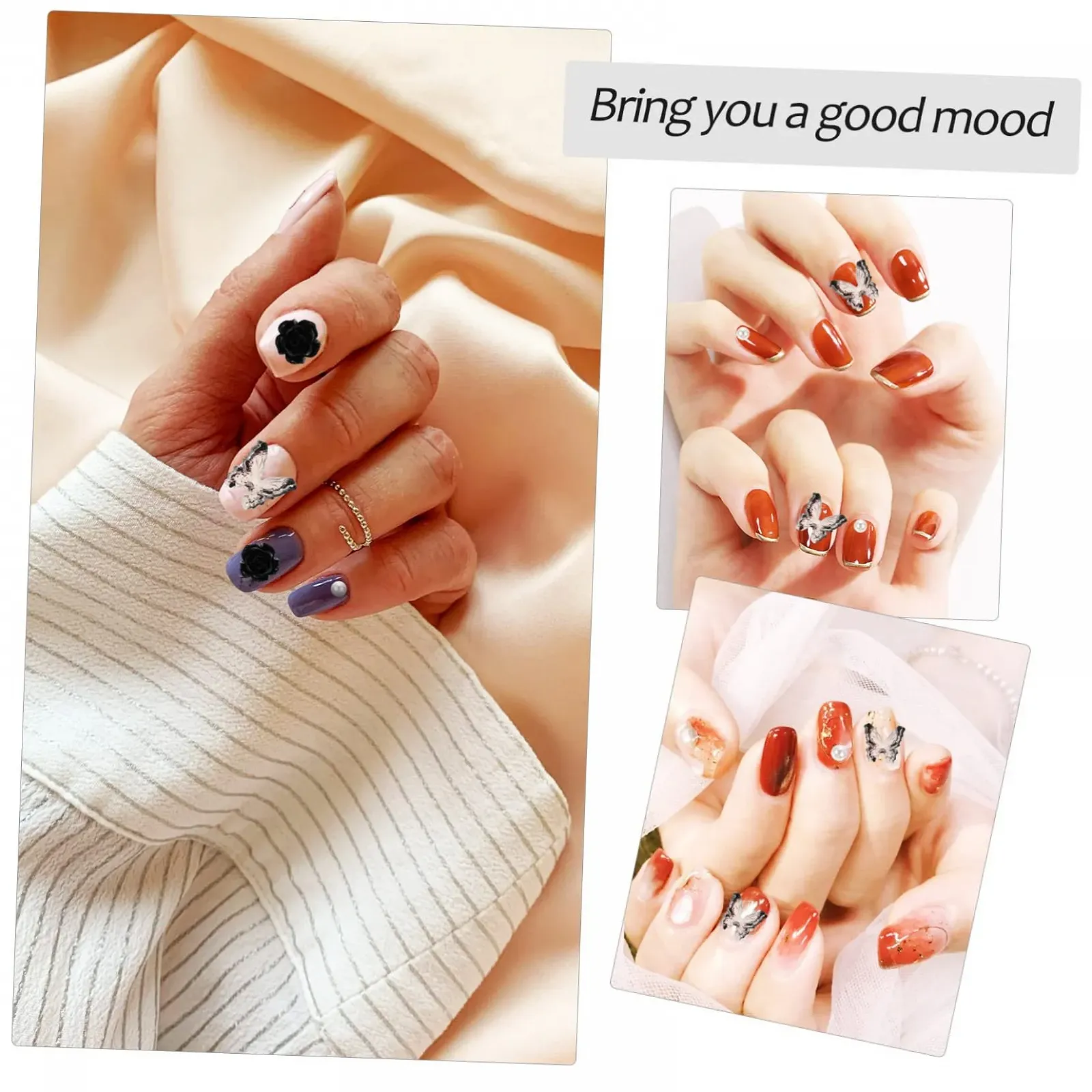 Коробки FRCOLOR с подвесками для ногтей с черными стразами, жемчужными драгоценностями и цветами для творческого дизайна ногтей и проектов, фото №7