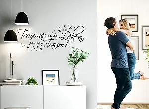 Наклейка на стіну W3478 Träume Nicht Dein Leben 76 x 29 см Чорна synthetic.ua - Фото 1