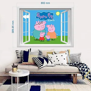 Наклейка на стіну Peppa Pig Family 80 x 57 см synthetic.ua - Фото 1