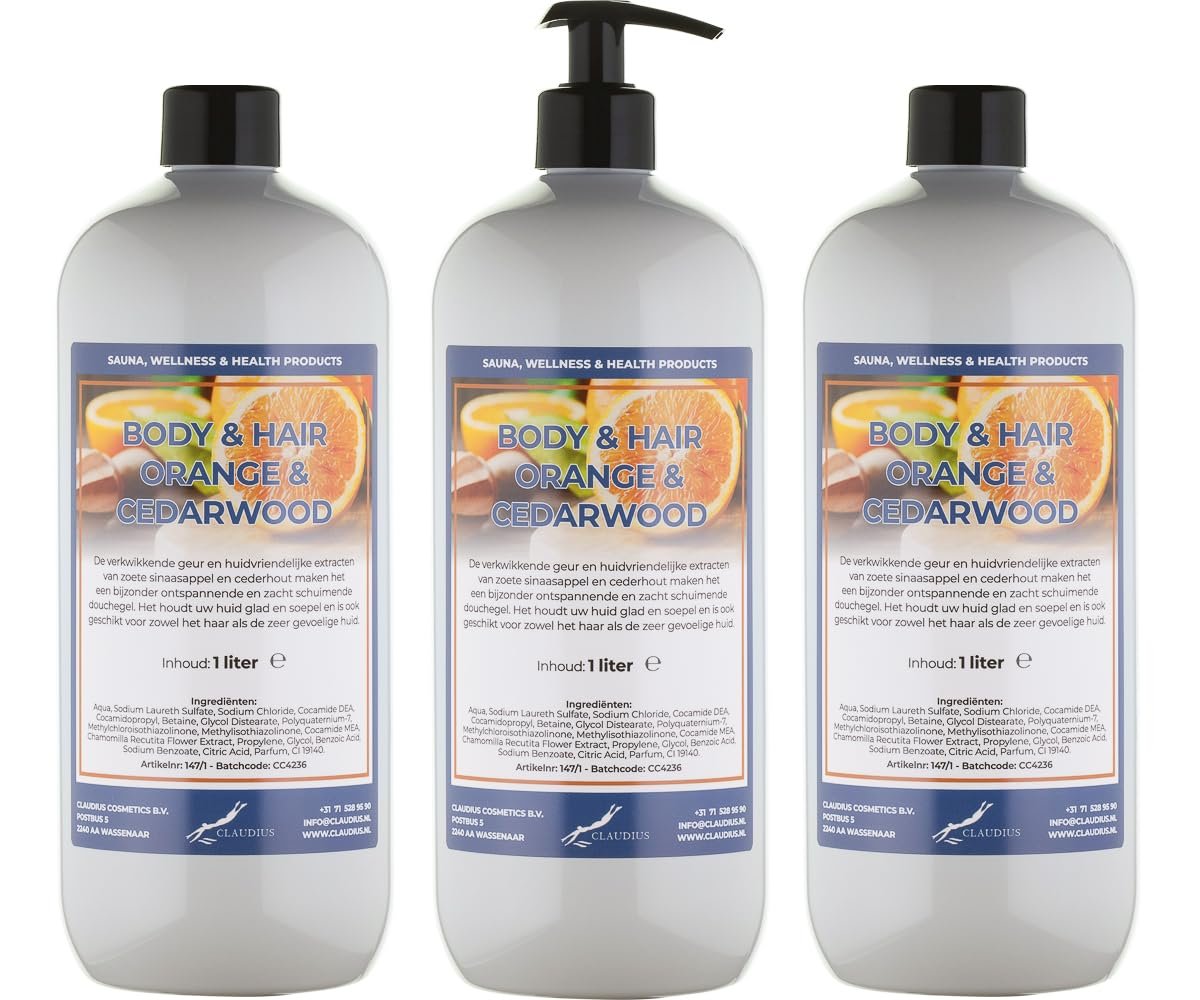 Гель для душу та шампунь Body & Hair Sweet Orange & Cedarwood 2 в 1 1 л - Набір із 3 шт. - з помпою, фото №1